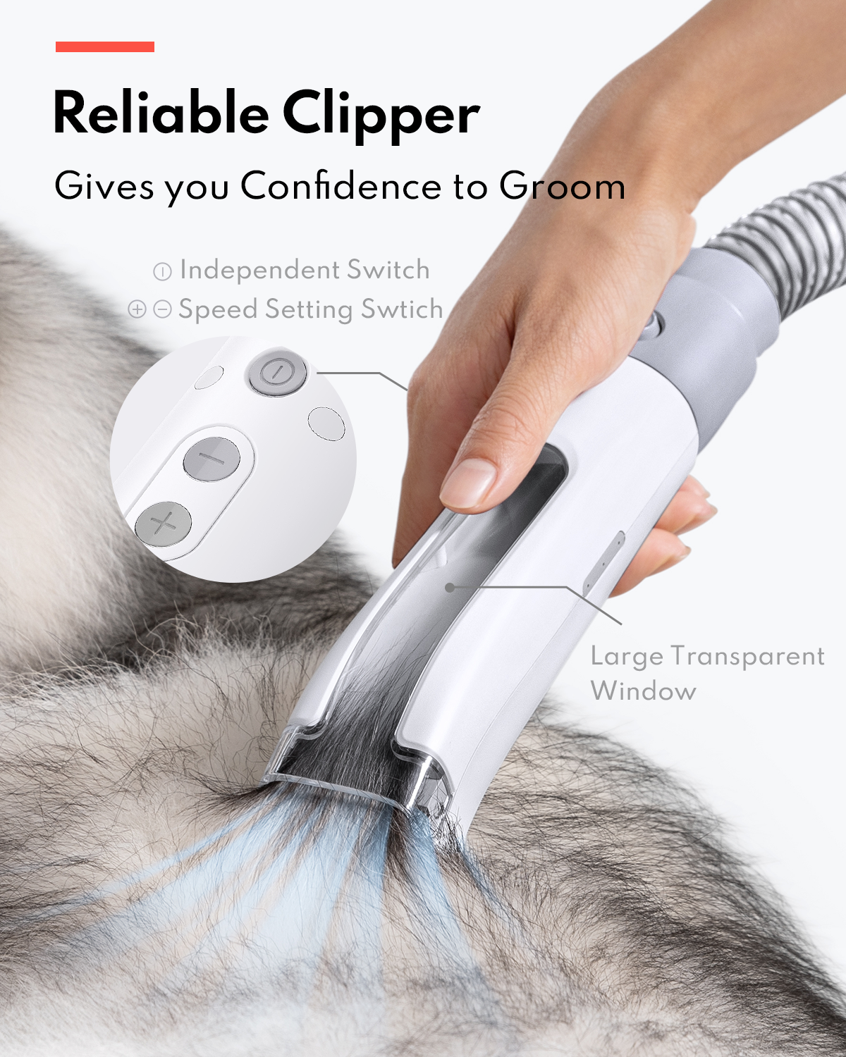 HomerunPET Pet Grooming Kit & Dog Hair Vacuum HC15