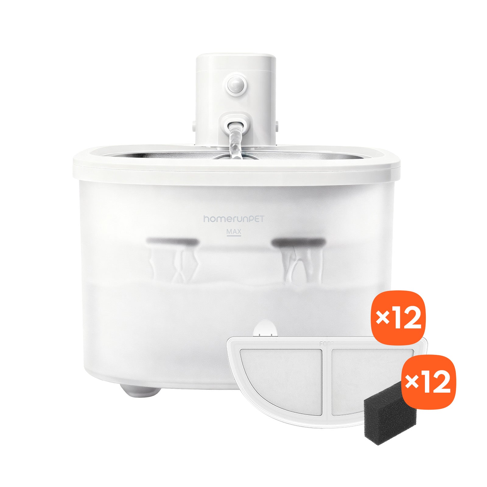 Wireless Stainless Steel Water Fountain BF25M & 12 Filters + Sponges Bundle