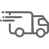 Icon of a delivery truck with a speed line, representing fast shipping or delivery.