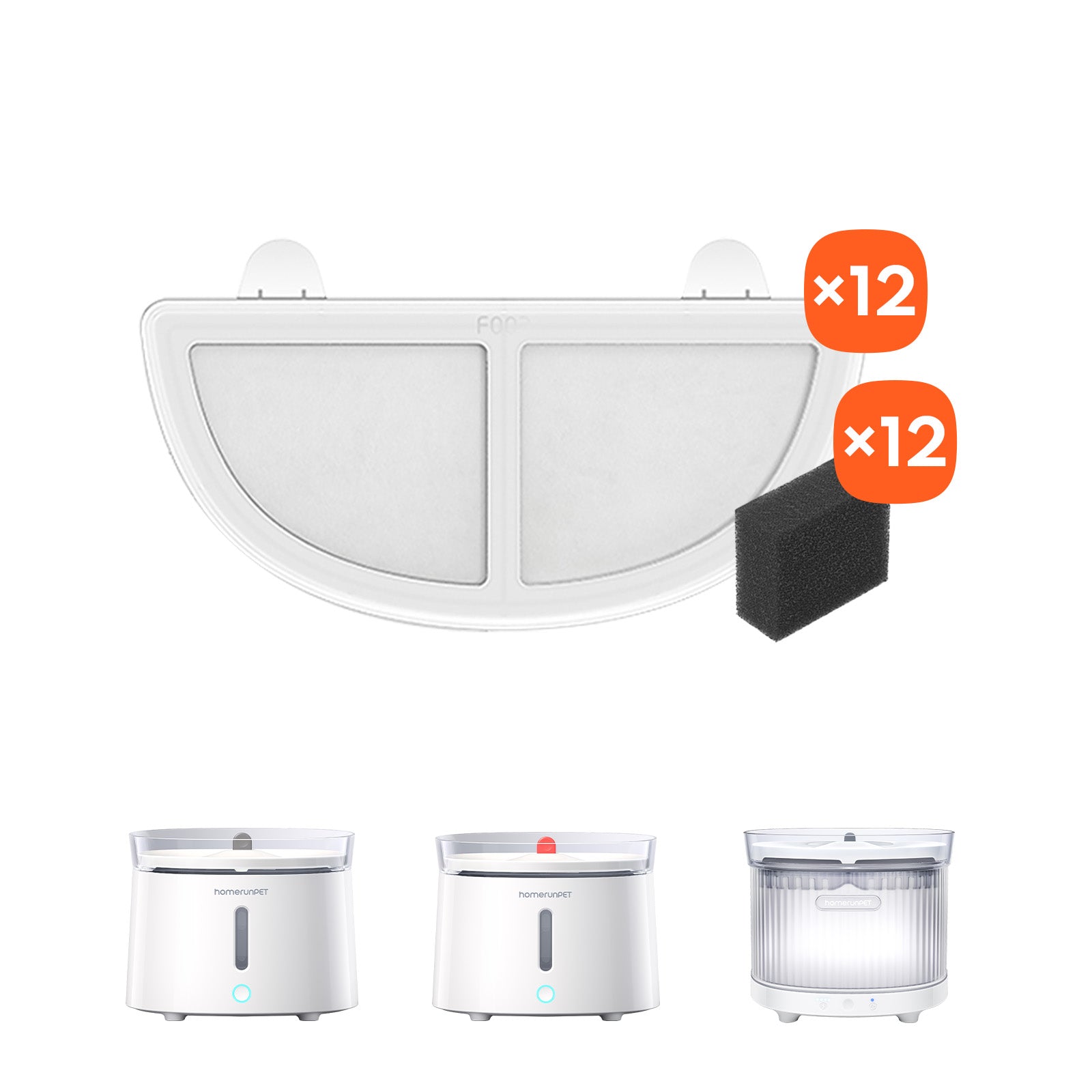 12 Filters + Sponges Bundle For Pet Fountain